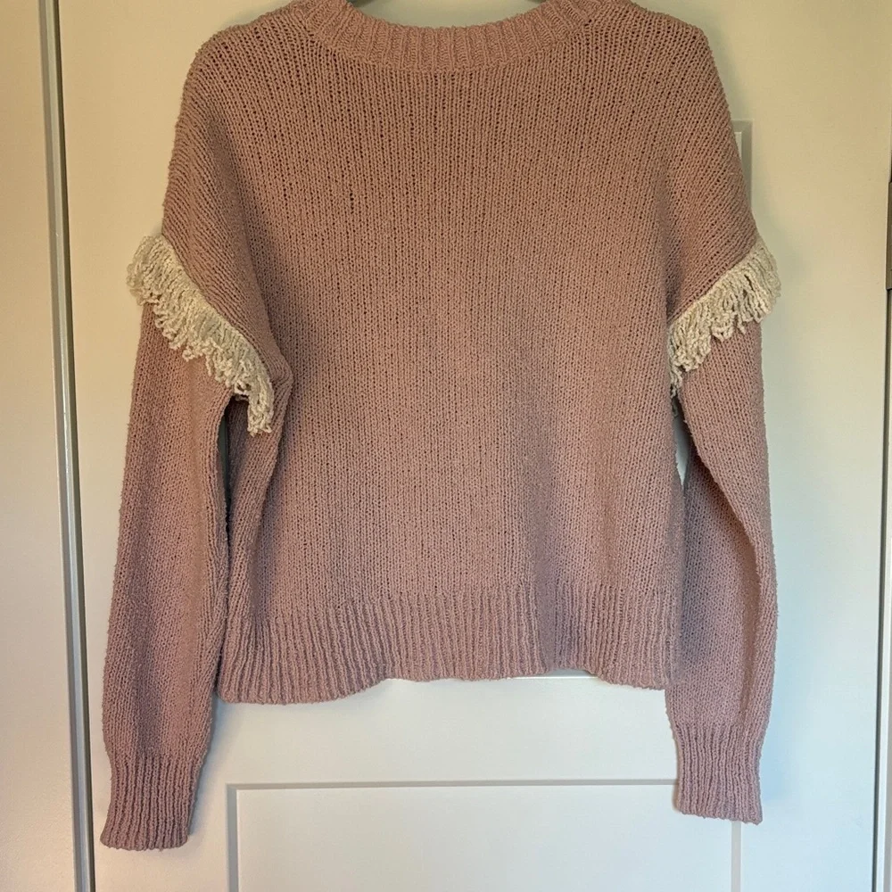 Madewell Montford Fringe Pink Pullover Sweater Size M - Picture 6 of 9